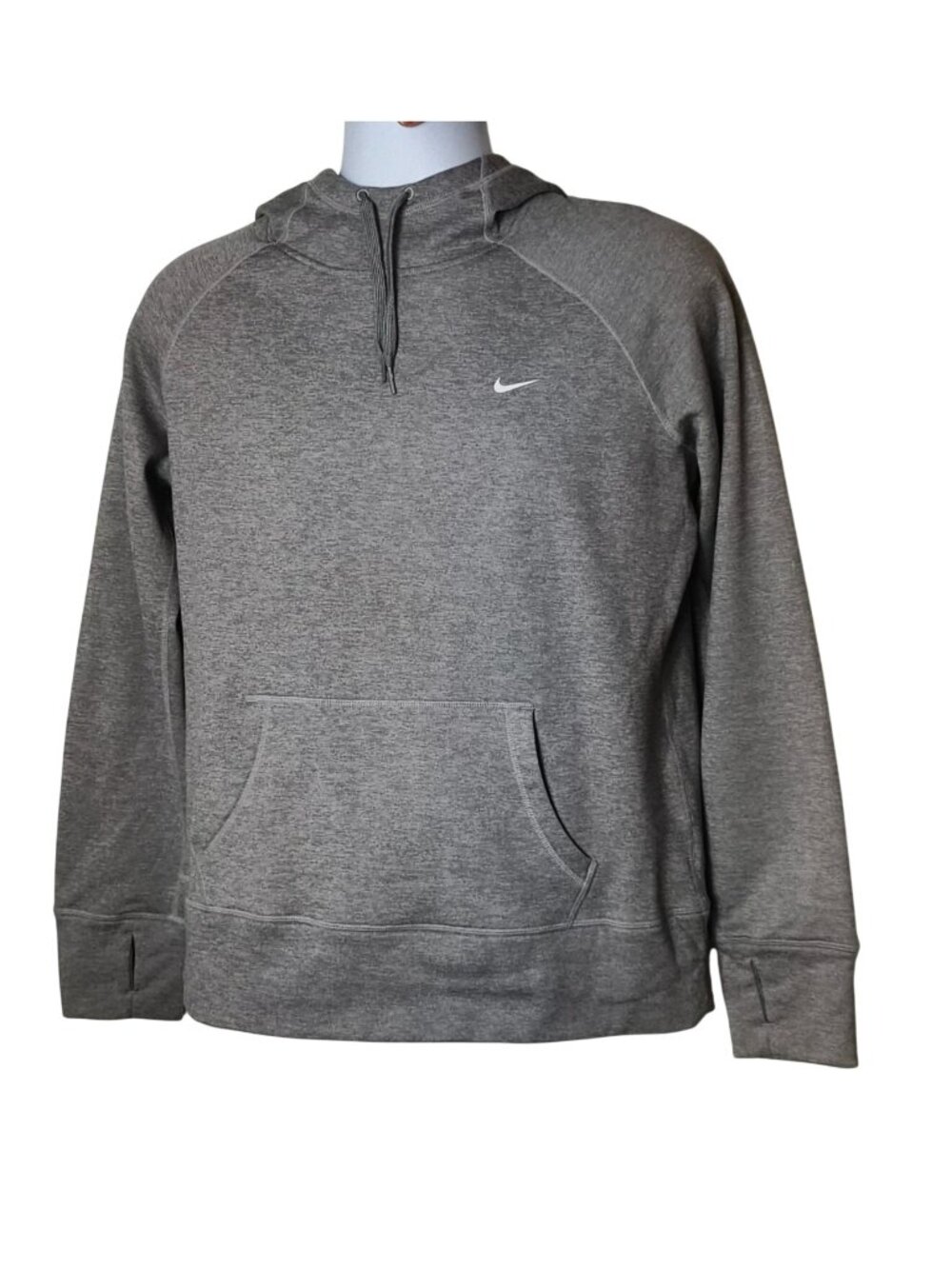 Nike Mens L Therma-Fit Pullover Hoodie Sweatshirt Gray Fleece-Lined Athletic